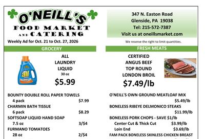 O'Neill's Market Weekly Ad October 21 - 27, 2026