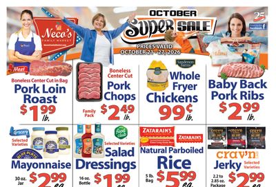 Neco's Family Market Weekly Ad October 21 - 27, 2026