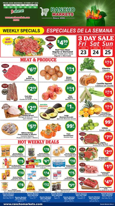 Rancho Markets Weekly Ad October 20 - 26, 2026