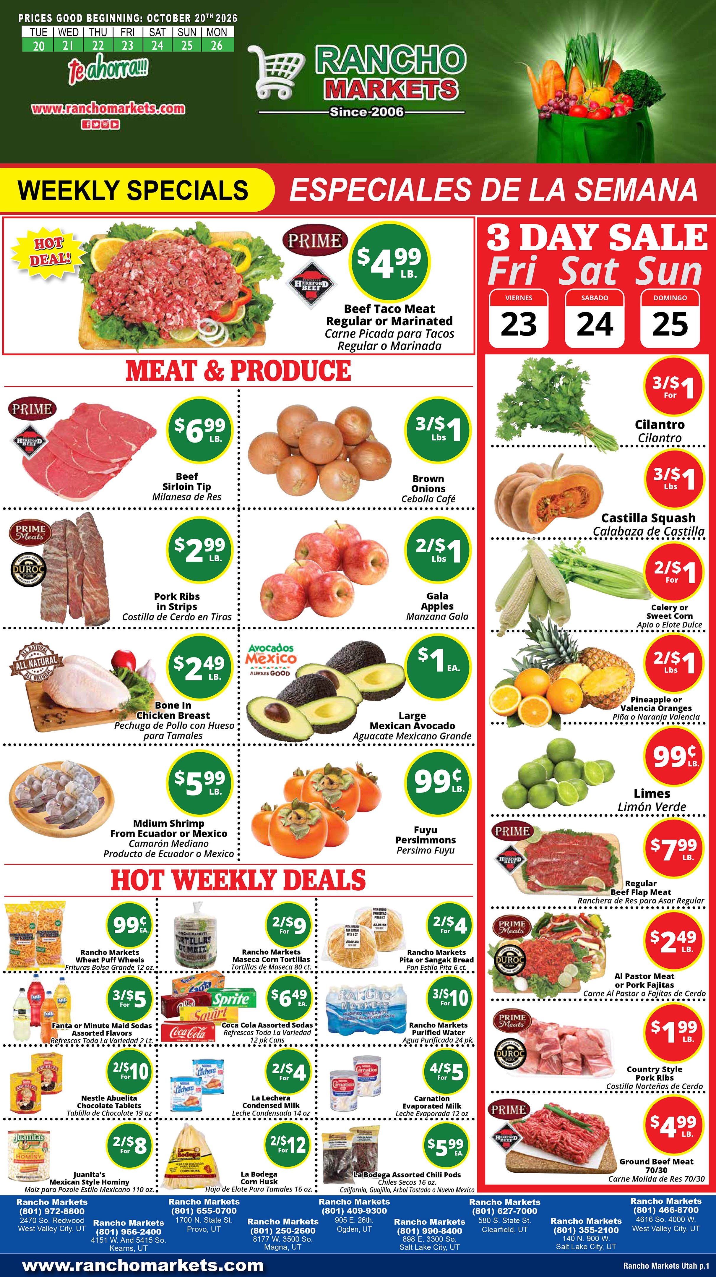 Rancho Markets Weekly Ad October 20 - 26, 2026