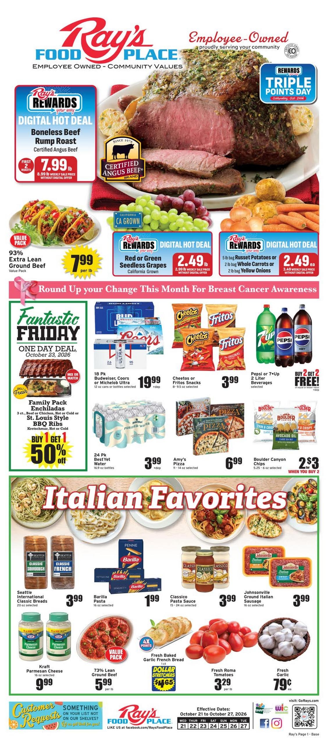 Ray's Food Place (Alvadore Area, OR) Weekly Ad October 21 - 27, 2026