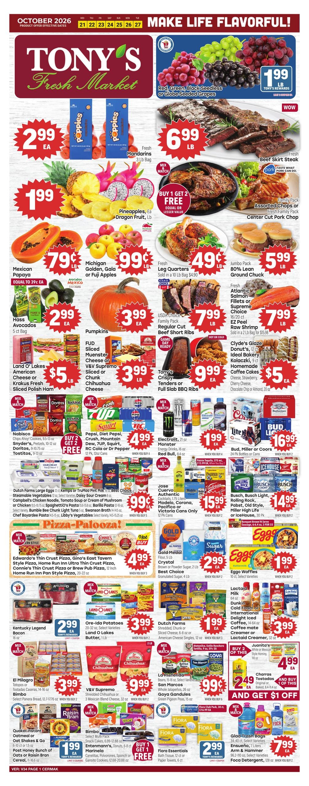 Tony's Fresh Market (Chicago Area, IL) Weekly Ad October 21 - 27, 2026