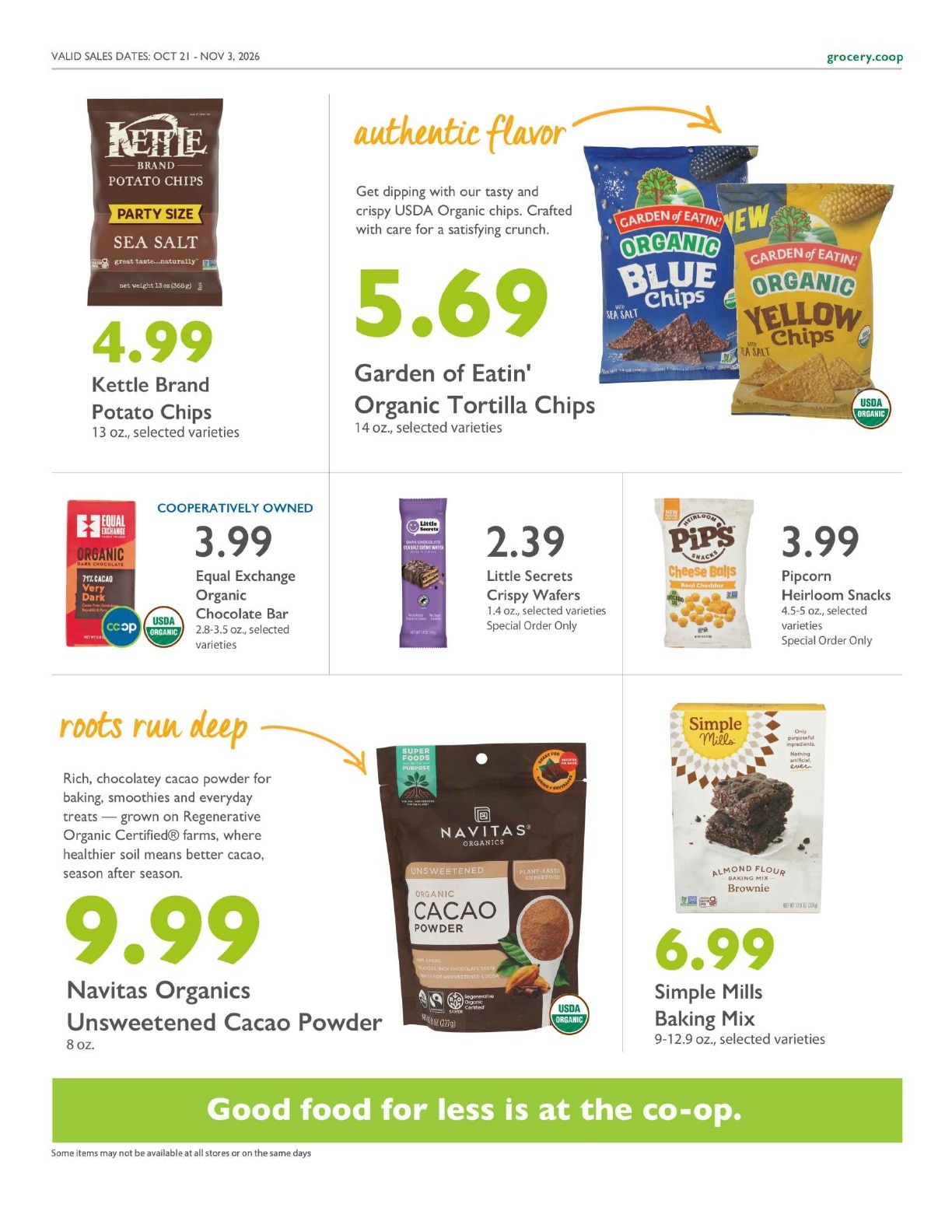 Ukiah Natural Foods Co-op Co+op Deals Weekly Ad October 21 - November 3, 2026