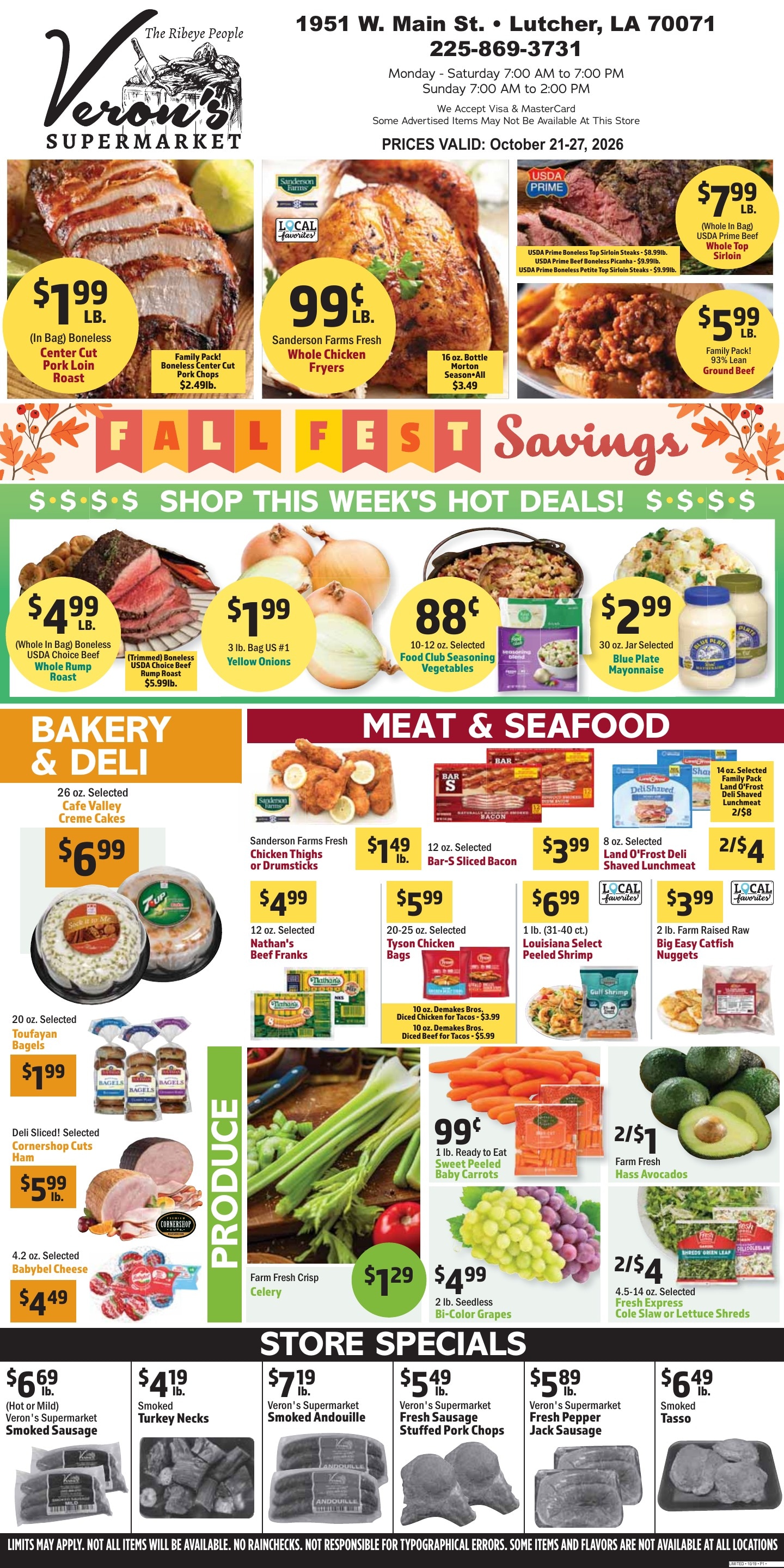 Veron's Supermarket Weekly Ad October 21 - 27, 2026