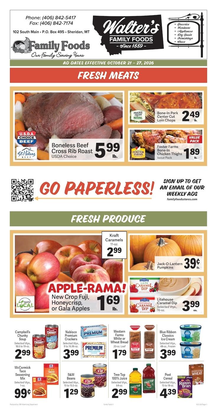 Walter's Family Foods Weekly Ad October 21 - 27, 2026