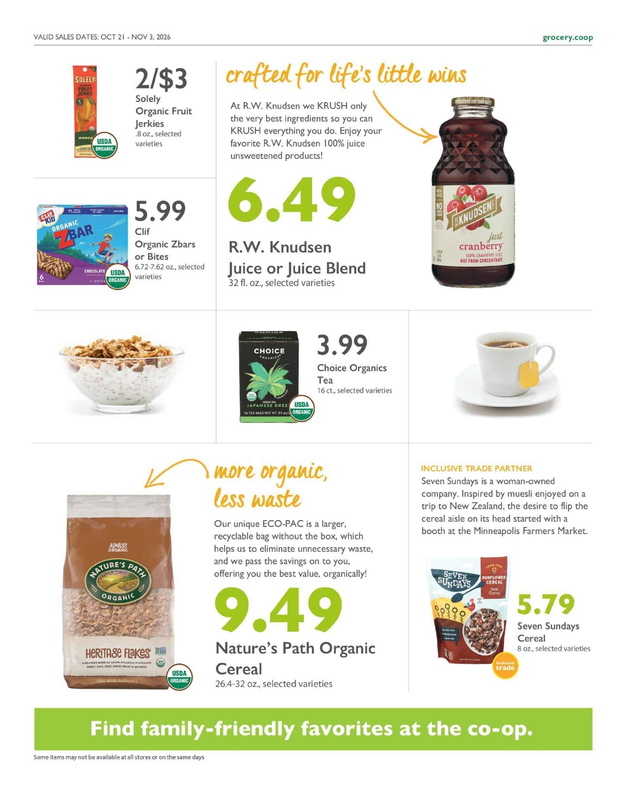 Wasatch Food Co-op Co+op Deals Weekly Ad October 21 - November 3, 2026