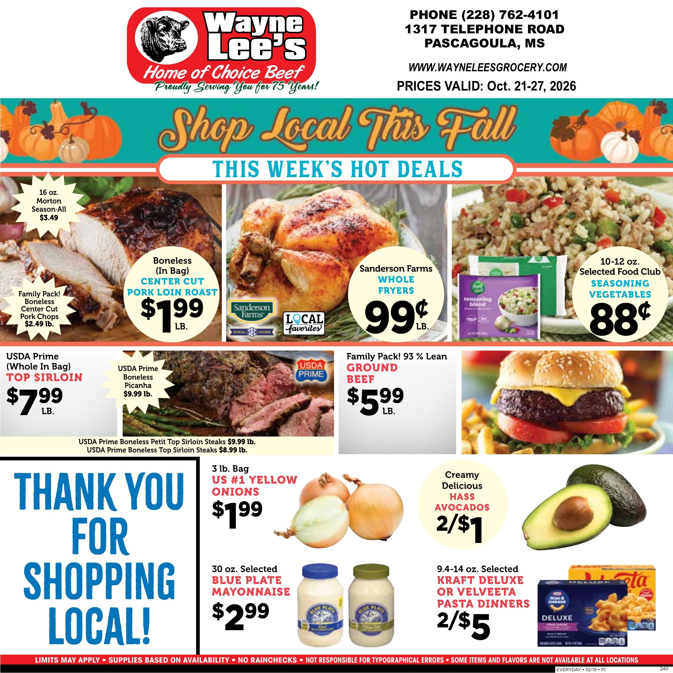 Wayne Lee's Grocery & Market Weekly Ad October 21 - 27, 2026