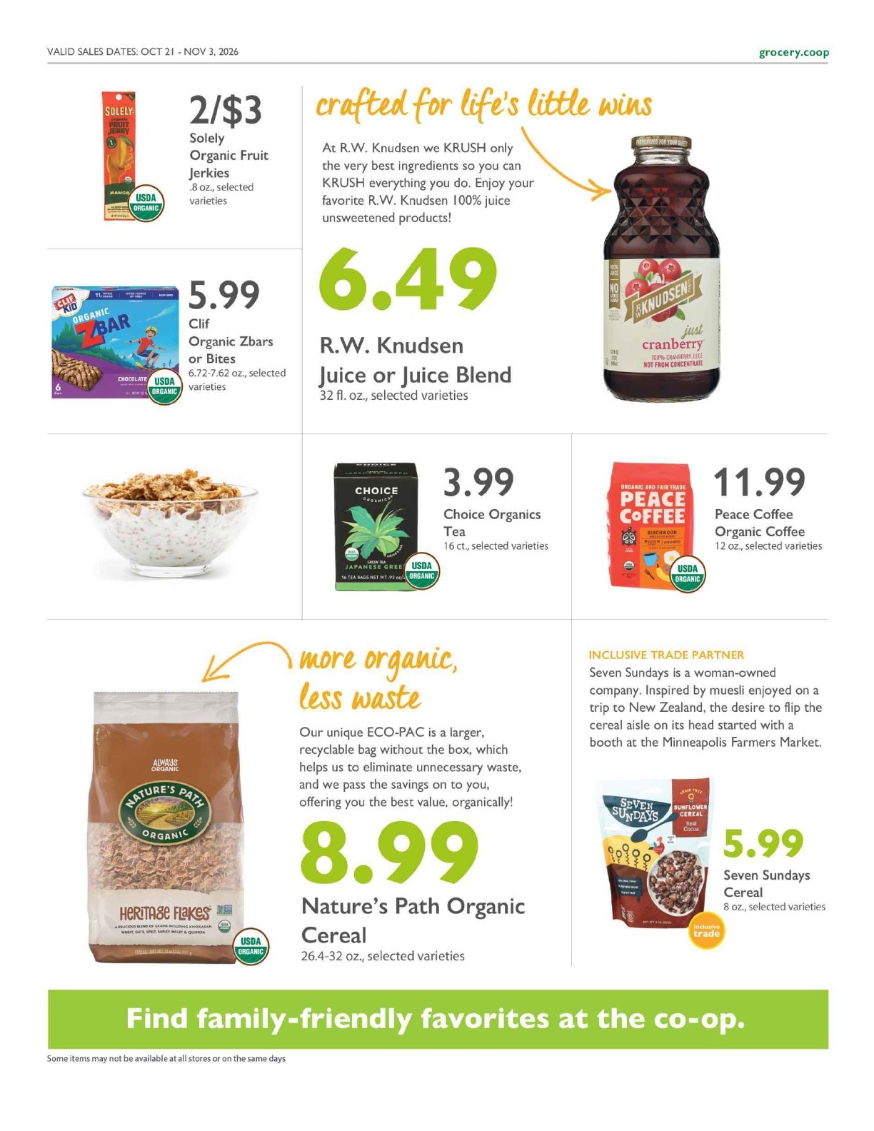 Ypsilanti Food Co-op Co+op Deals Weekly Ad October 21 - November 3, 2026