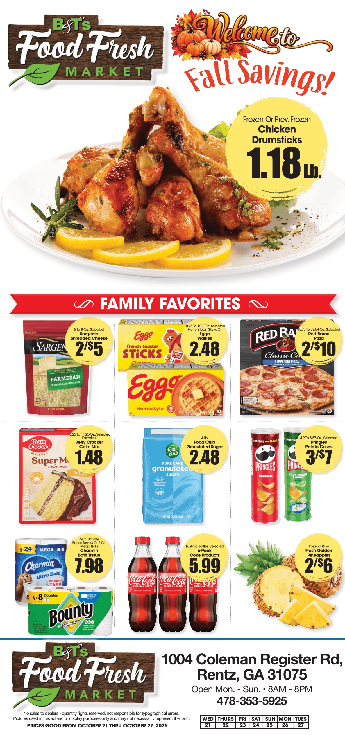 B&T's Food Fresh Market (Rentz, GA) Weekly Ad October 21 - 27, 2026
