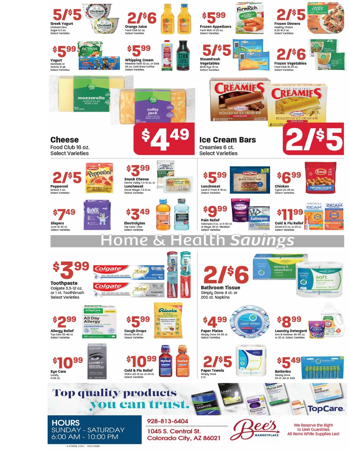 Bee's Marketplace Weekly Ad October 21 - 27, 2026