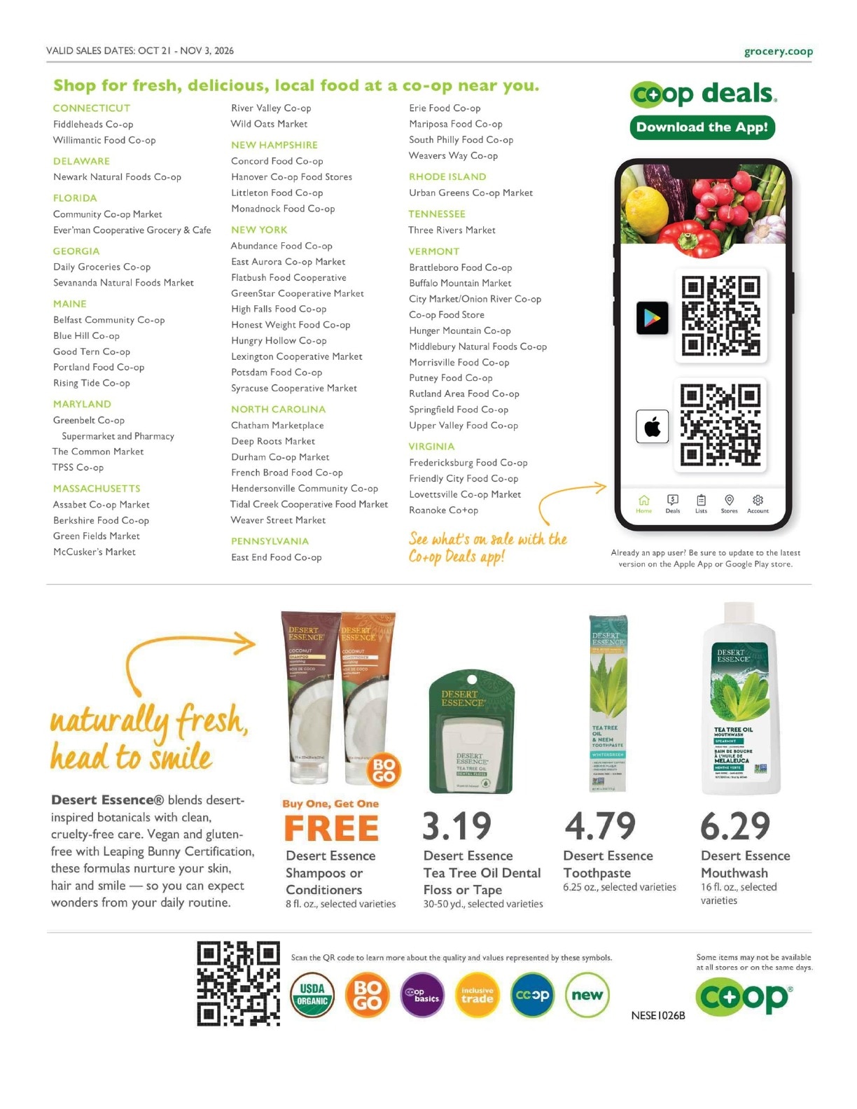Berkshire Food Co-op Co+op Deals Weekly Ad October 21 - November 3, 2026