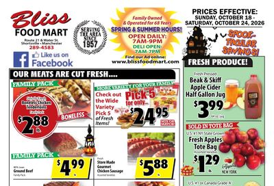 Bliss Shur Fine Food Mart Weekly Ad October 18 - 24, 2026