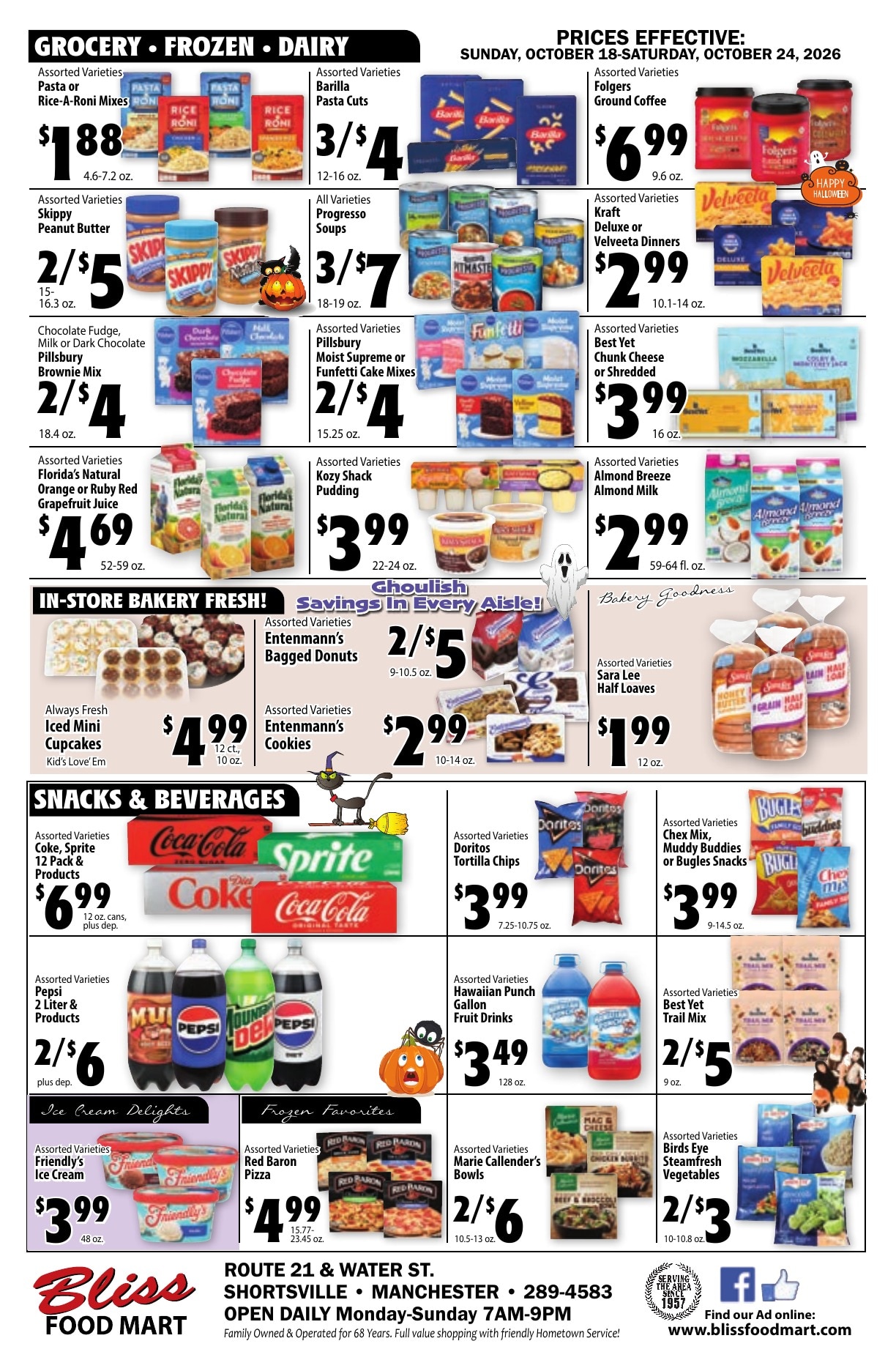 Bliss Shur Fine Food Mart Weekly Ad October 18 - 24, 2026