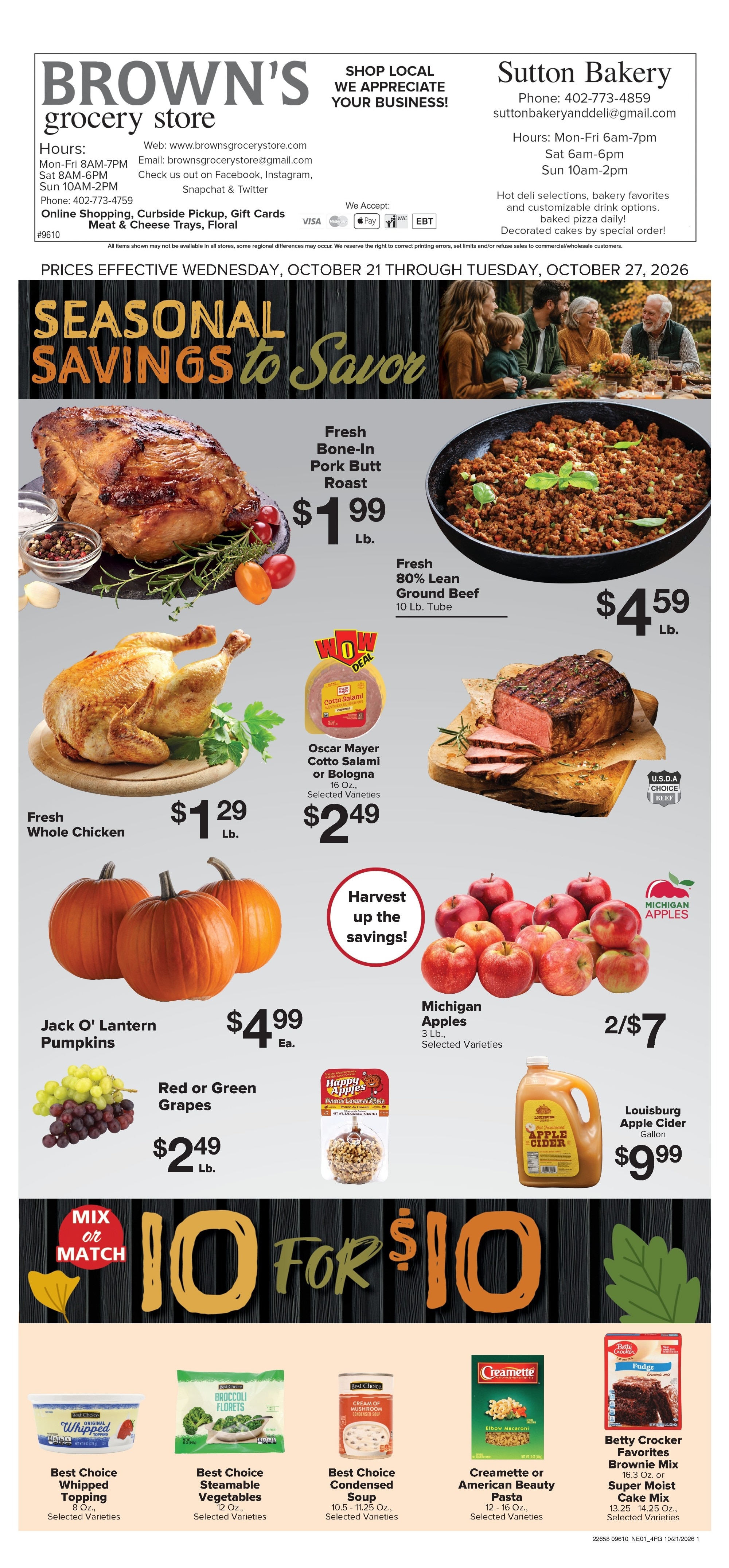 Brown's Grocery Store Weekly Ad October 21 - 27, 2026