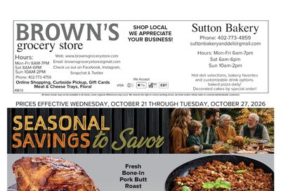 Brown's Grocery Store Weekly Ad October 21 - 27, 2026