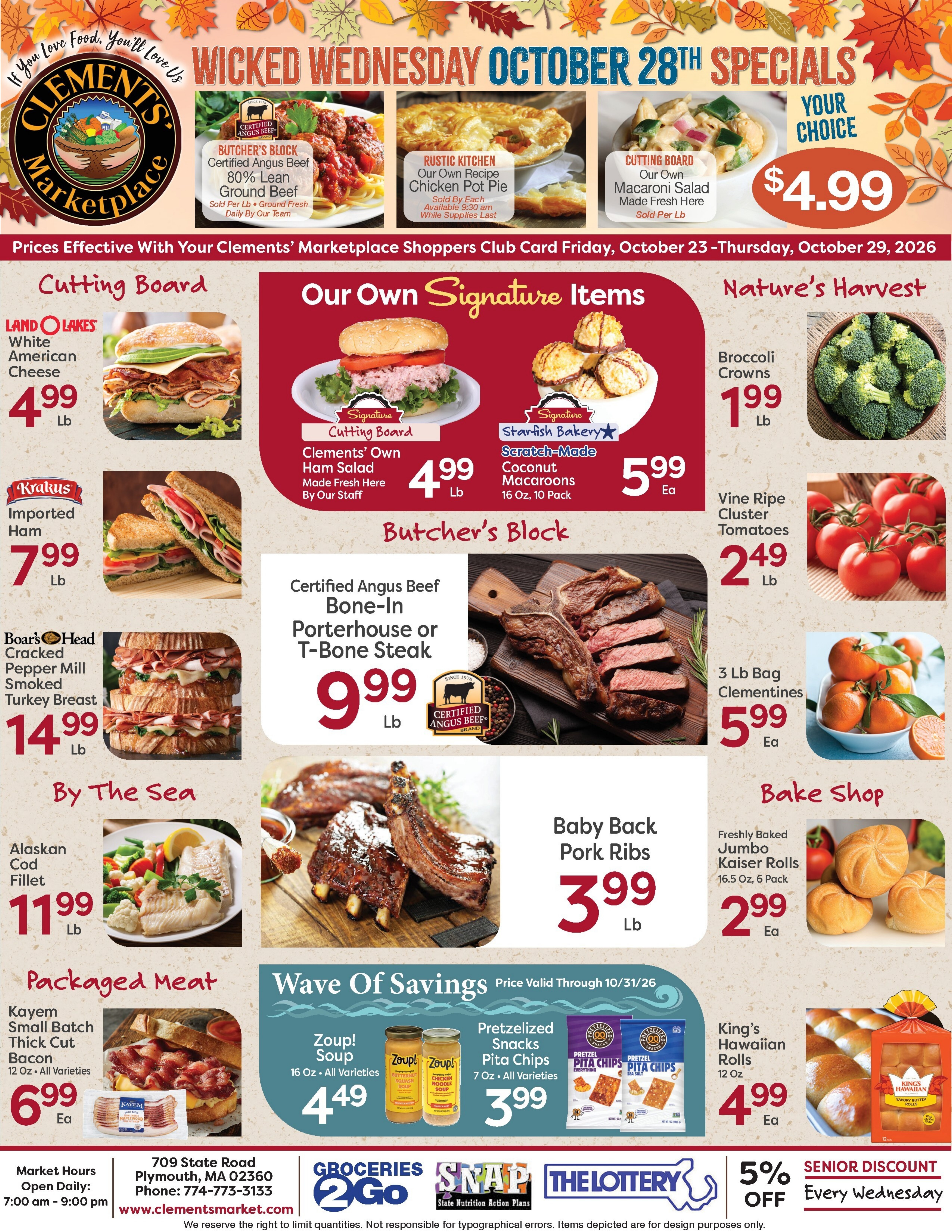 Clements' Marketplace (Plymouth, MA) Weekly Ad October 23 - 29, 2026