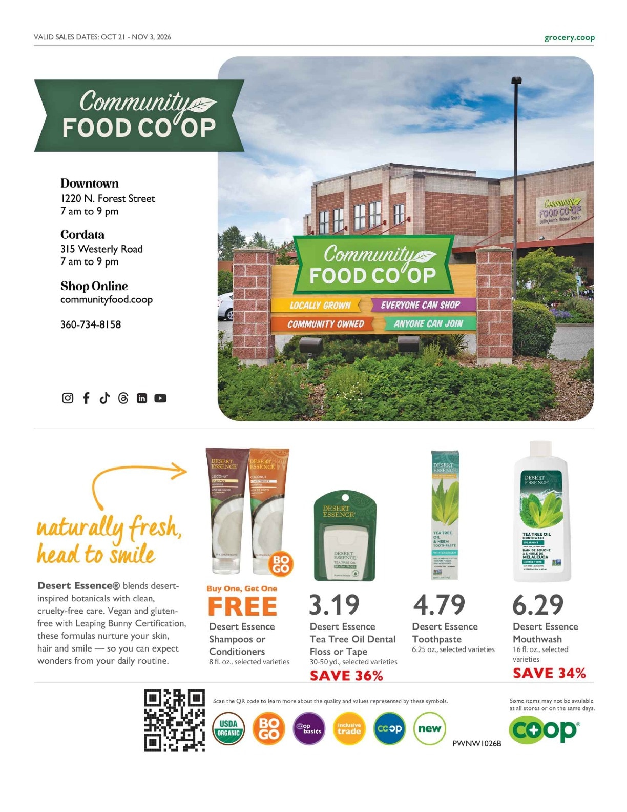 Community Food Co-op - Bellingham Co+op Deals Weekly Ad October 21 - November 3, 2026