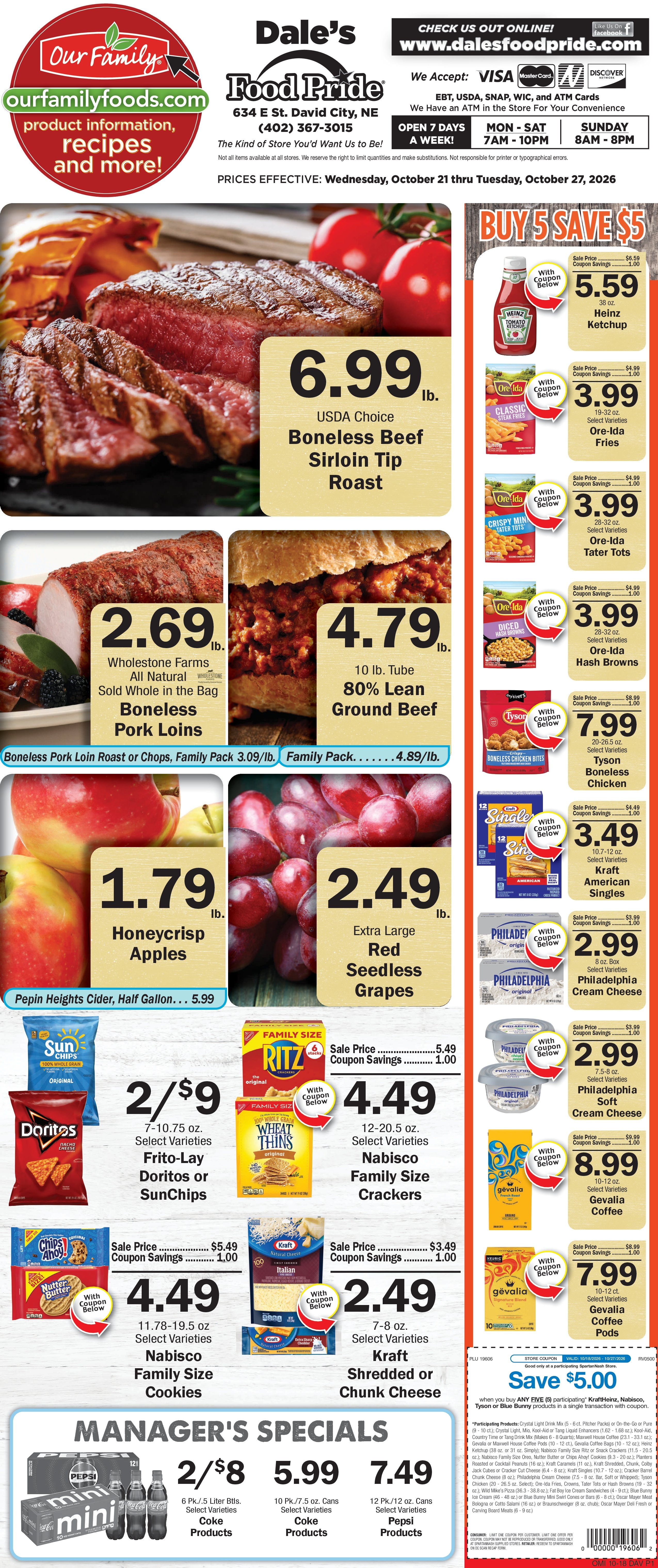 Dale's Food Pride (634 E St, David City, NE) Weekly Ad October 21 - 27, 2026