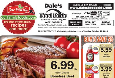 Dale's Food Pride (634 E St, David City, NE) Weekly Ad October 21 - 27, 2026