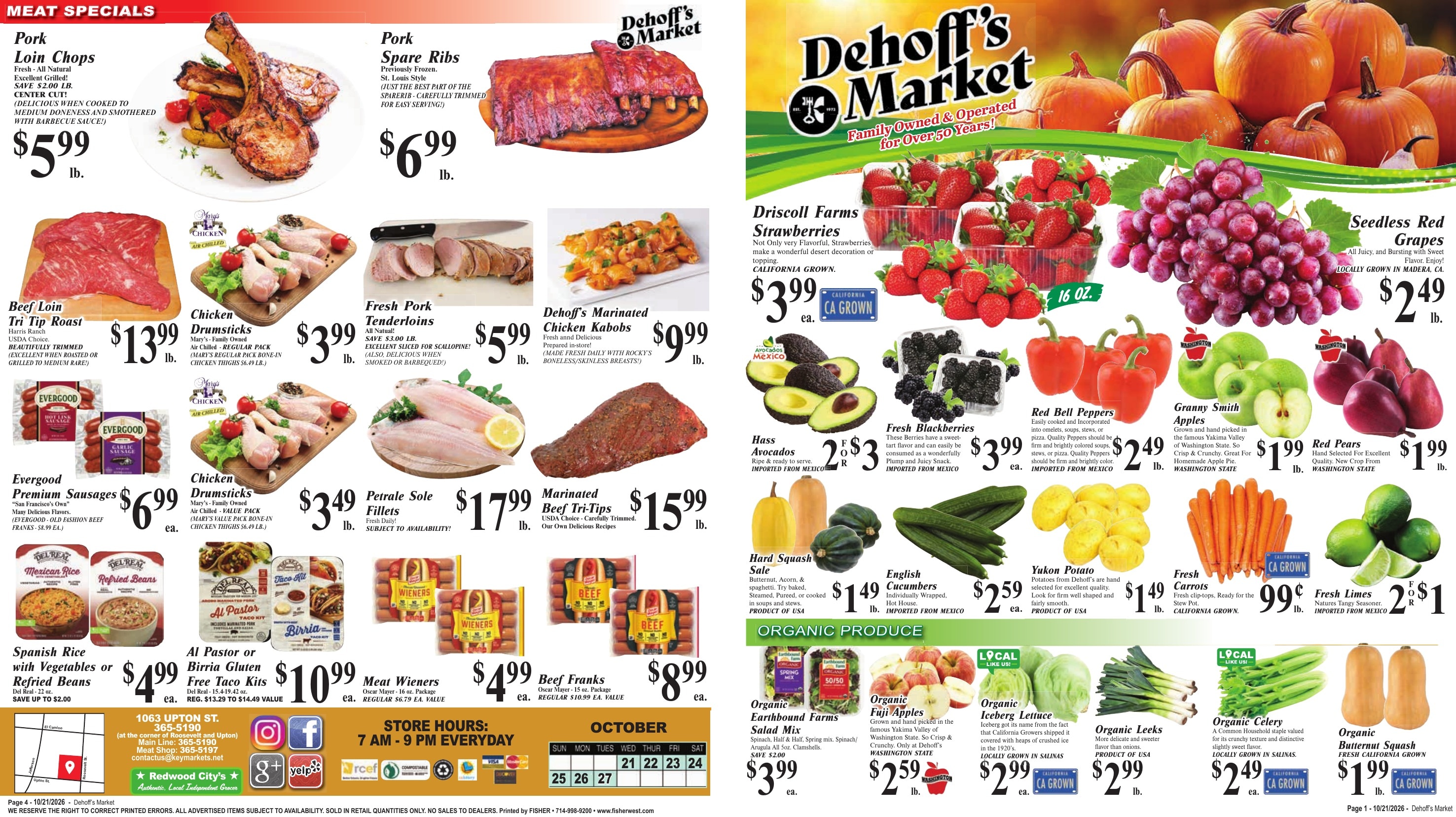 Dehoff's Key Markets (Redwood City Area, CA) Weekly Ad October 21 - 27, 2026