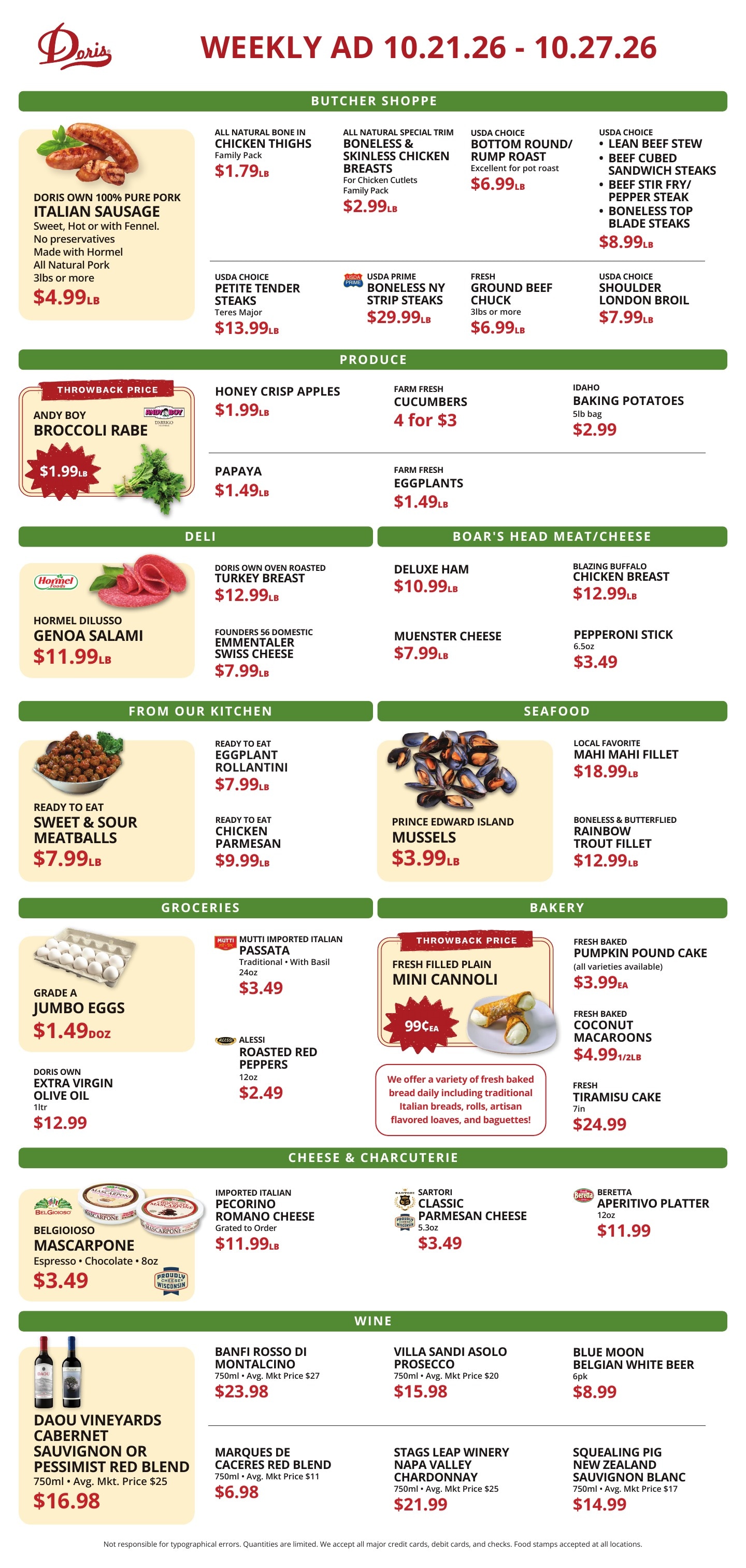 Doris Italian Market Weekly Ad October 21 - 27, 2026