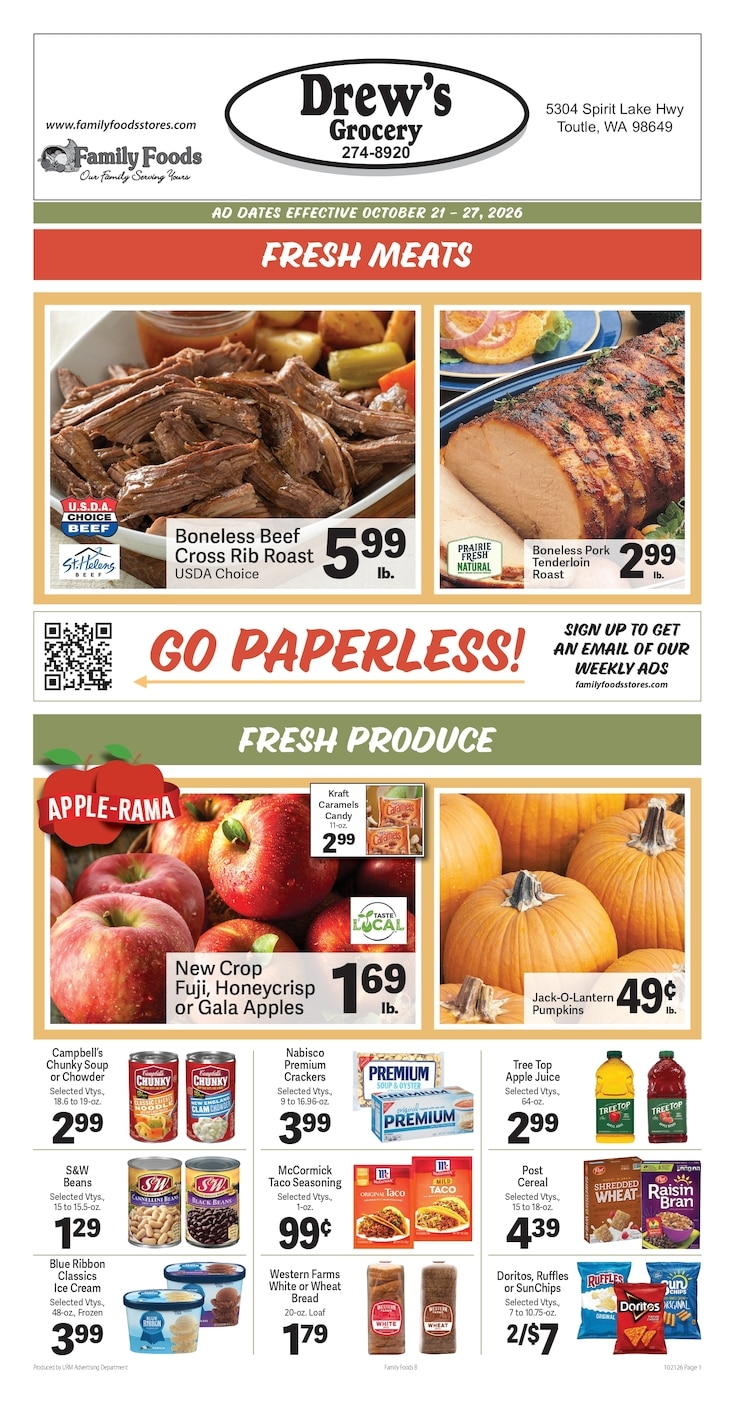 Drew's Grocery Weekly Ad October 21 - 27, 2026