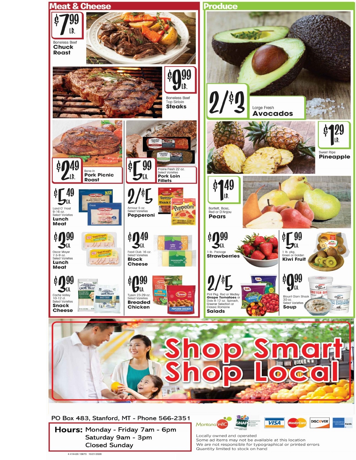 D's Supermarket (Stanford, MT) Weekly Ad October 21 - 27, 2026