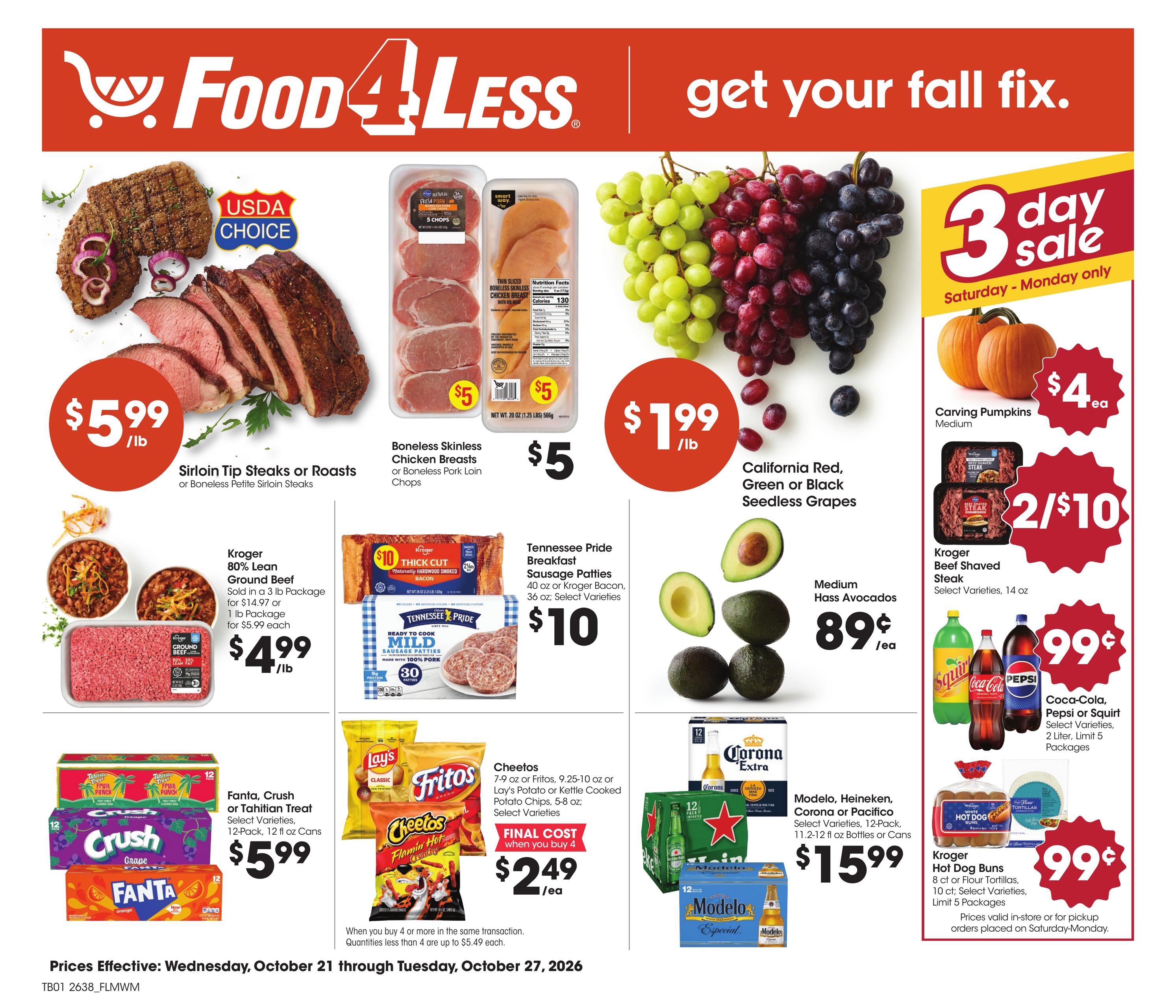 Food 4 Less (Aurora Area, IL) Chicago Weekly Ad October 21 - 27, 2026