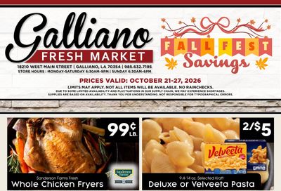 Galliano Fresh Market Weekly Ad October 21 - 27, 2026