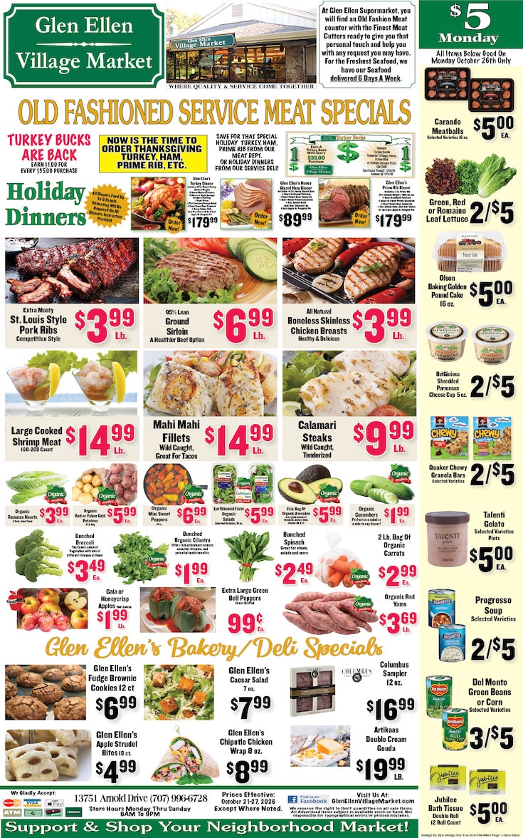 Glen Ellen Village Market Weekly Ad October 21 - 27, 2026