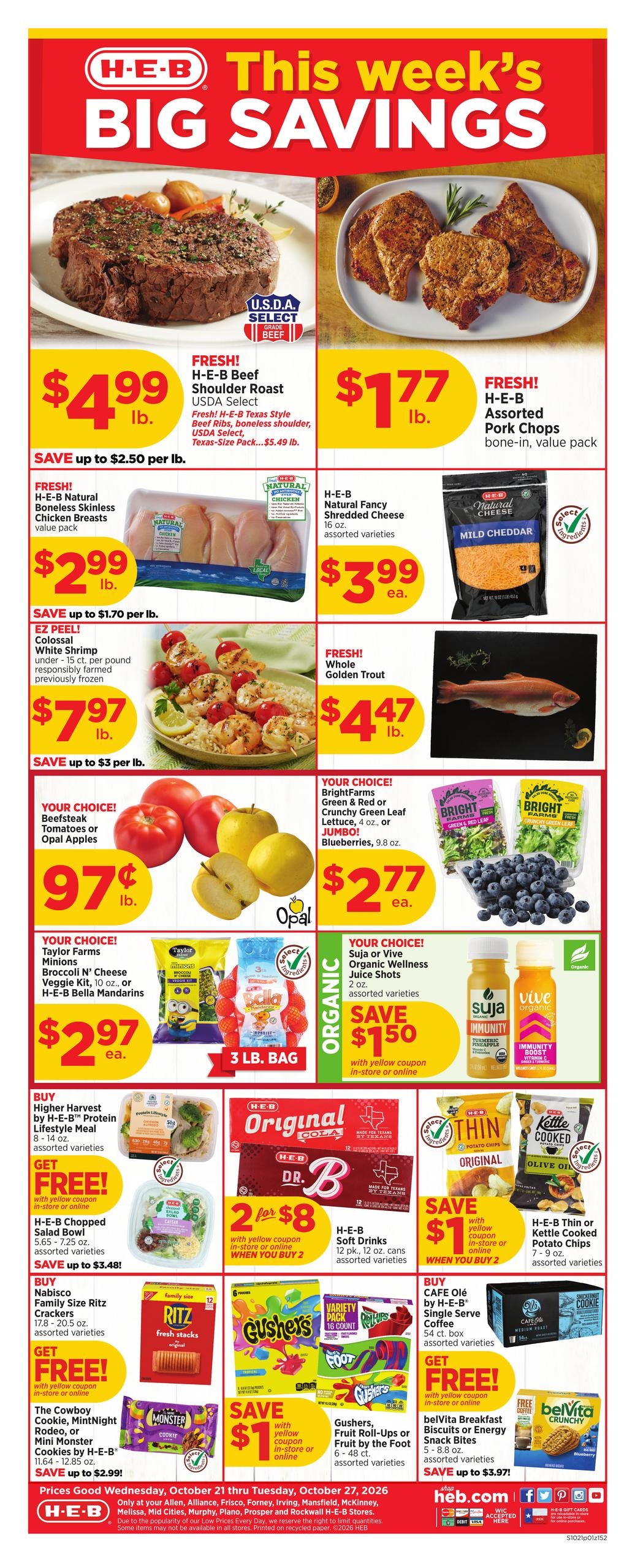 H-E-B (Allen Area, TX) Weekly Ad October 21 - 27, 2026