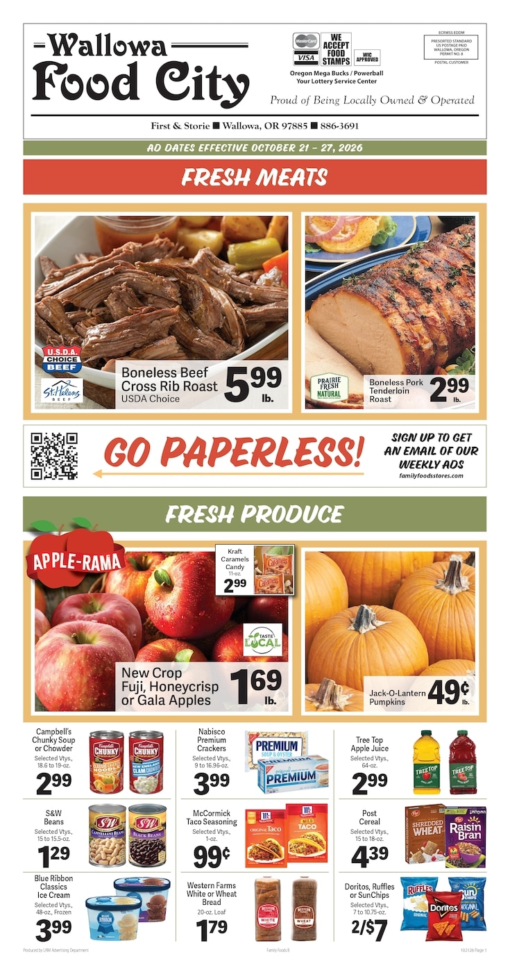 Wallowa Food City Weekly Ad October 21 - 27, 2026