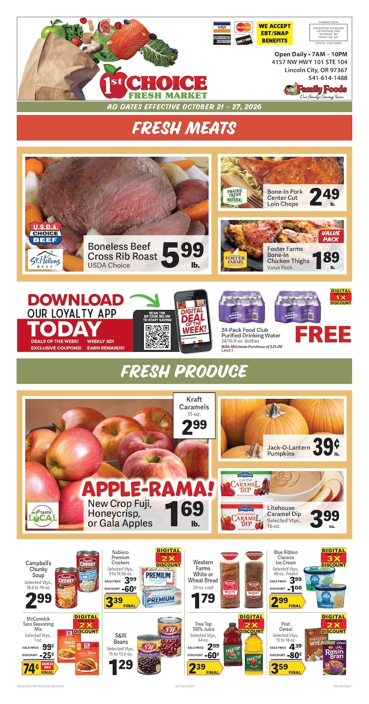 1st Choice Fresh Market Weekly Ad October 21 - 27, 2026