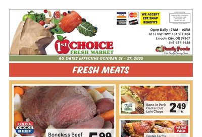 1st Choice Fresh Market Weekly Ad October 21 - 27, 2026