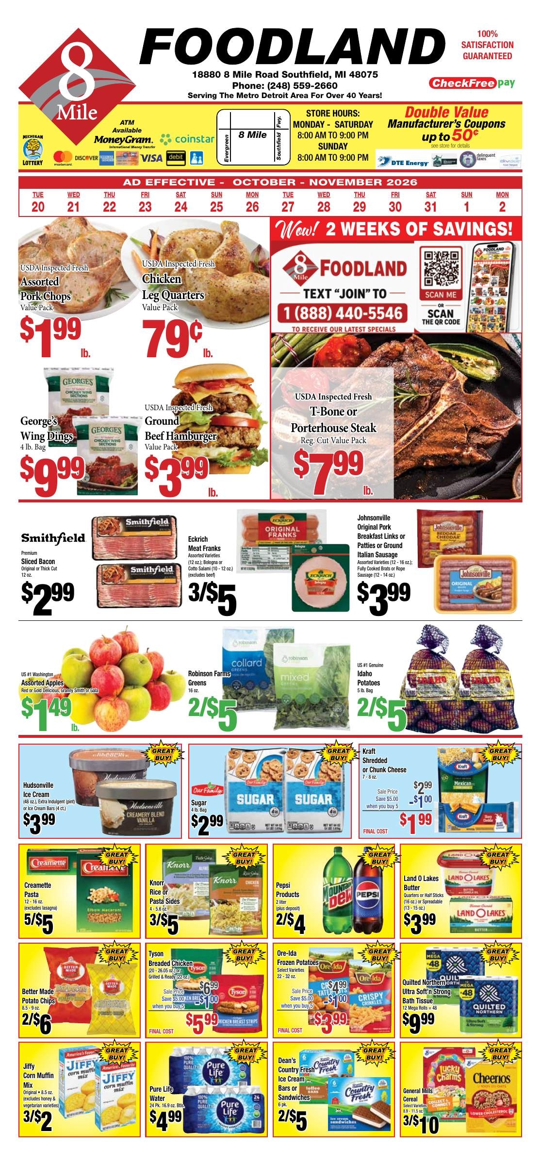 8 Mile Foodland Weekly Ad October 18 - 24, 2026