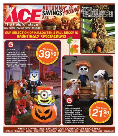 Ace Hardware Autumn Savings are Falling Sale Weekly Ad October 20 - 31, 2026