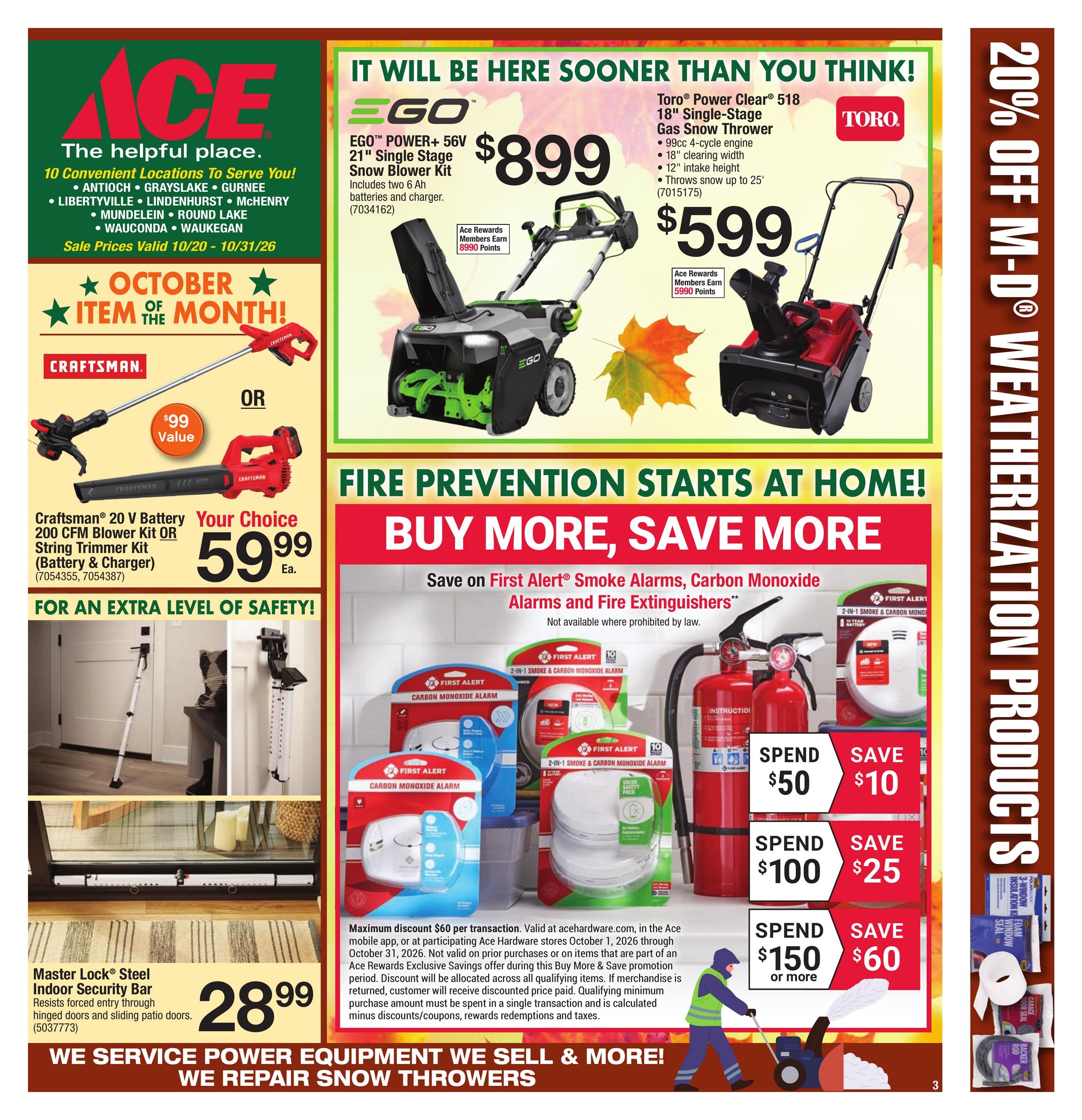 Ace Hardware Autumn Savings are Falling Sale Weekly Ad October 20 - 31, 2026