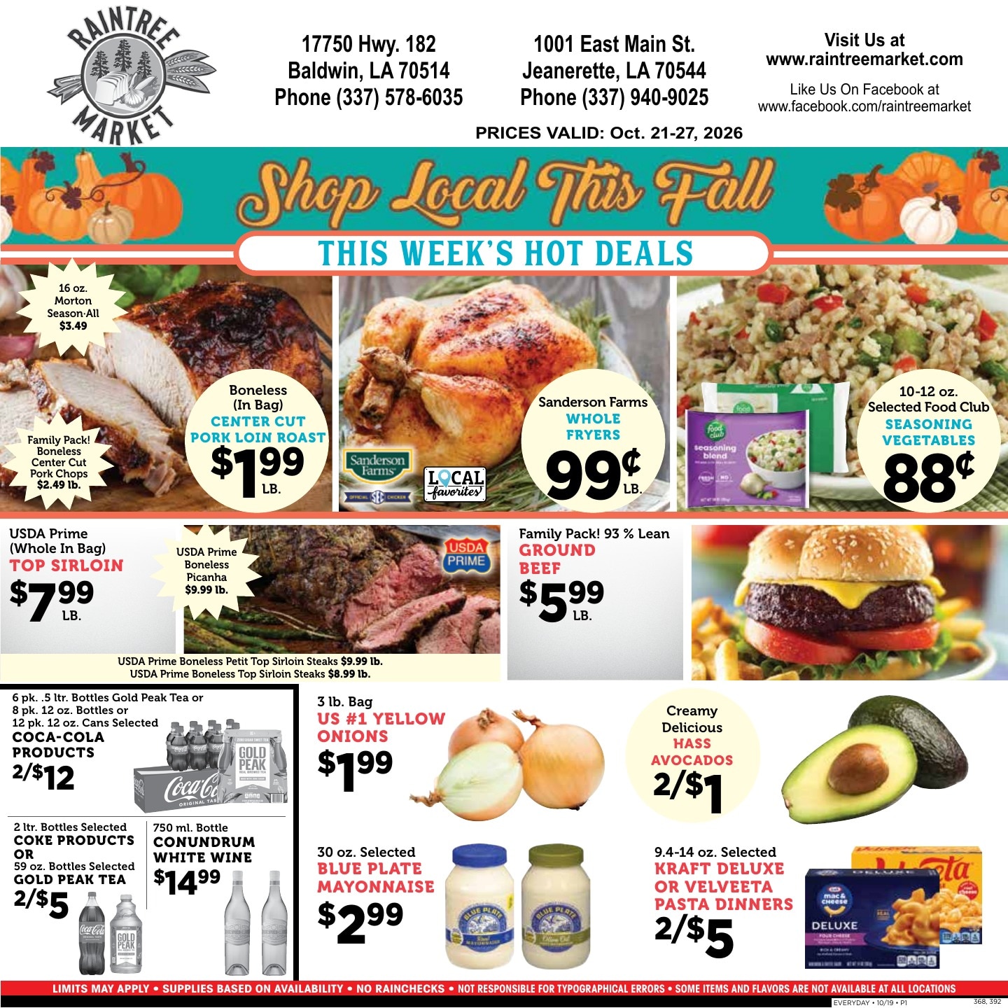 Raintree Market (Baldwin and Jeanerette, LA) Weekly Ad October 21 - 27, 2026