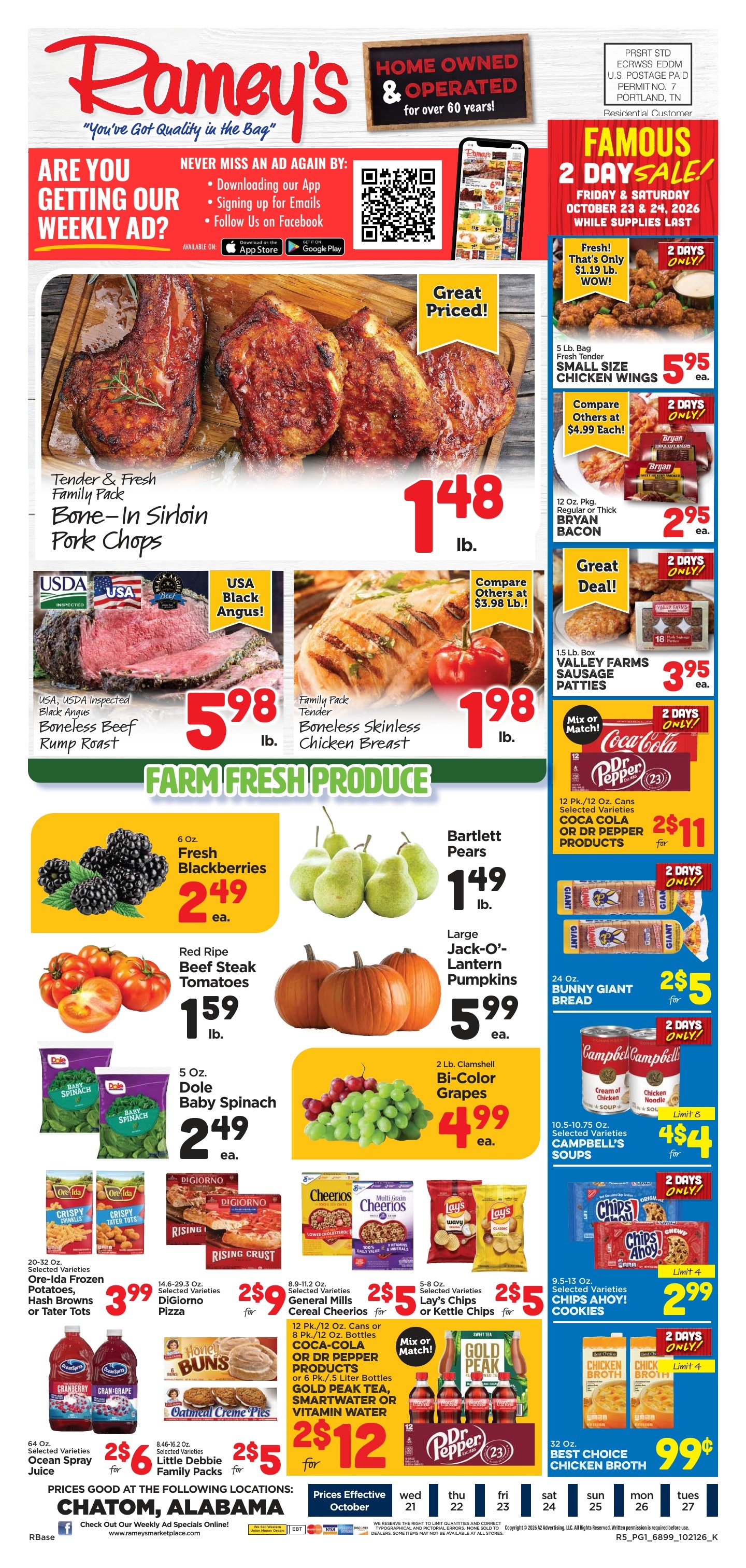 Ramey's (13561 St Stephens Ave, Chatom, AL) Weekly Ad October 21 - 27, 2026