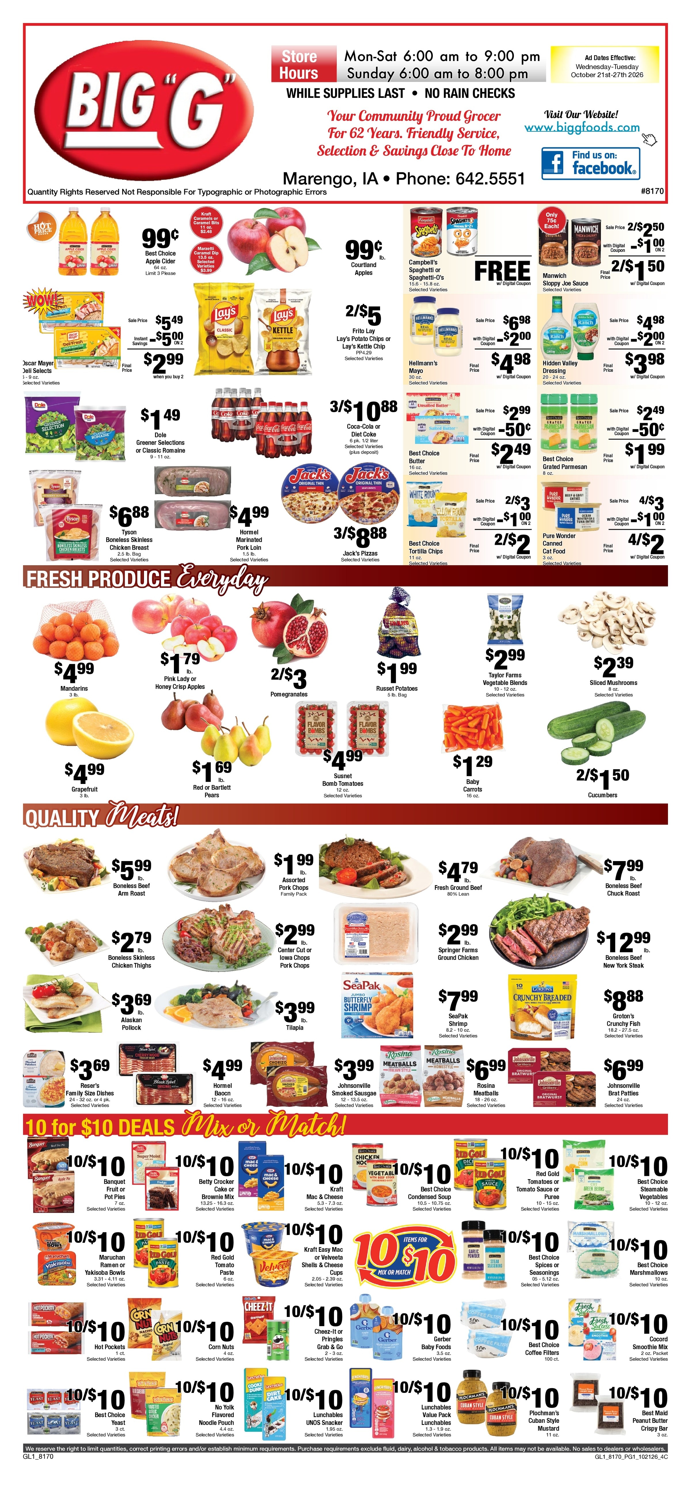 Big G Foods Great Deals This Week! Weekly Ad October 21 - 27, 2026