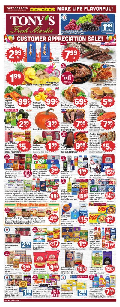 Tony's Fresh Market Weekly Ad October 21 - 27, 2026
