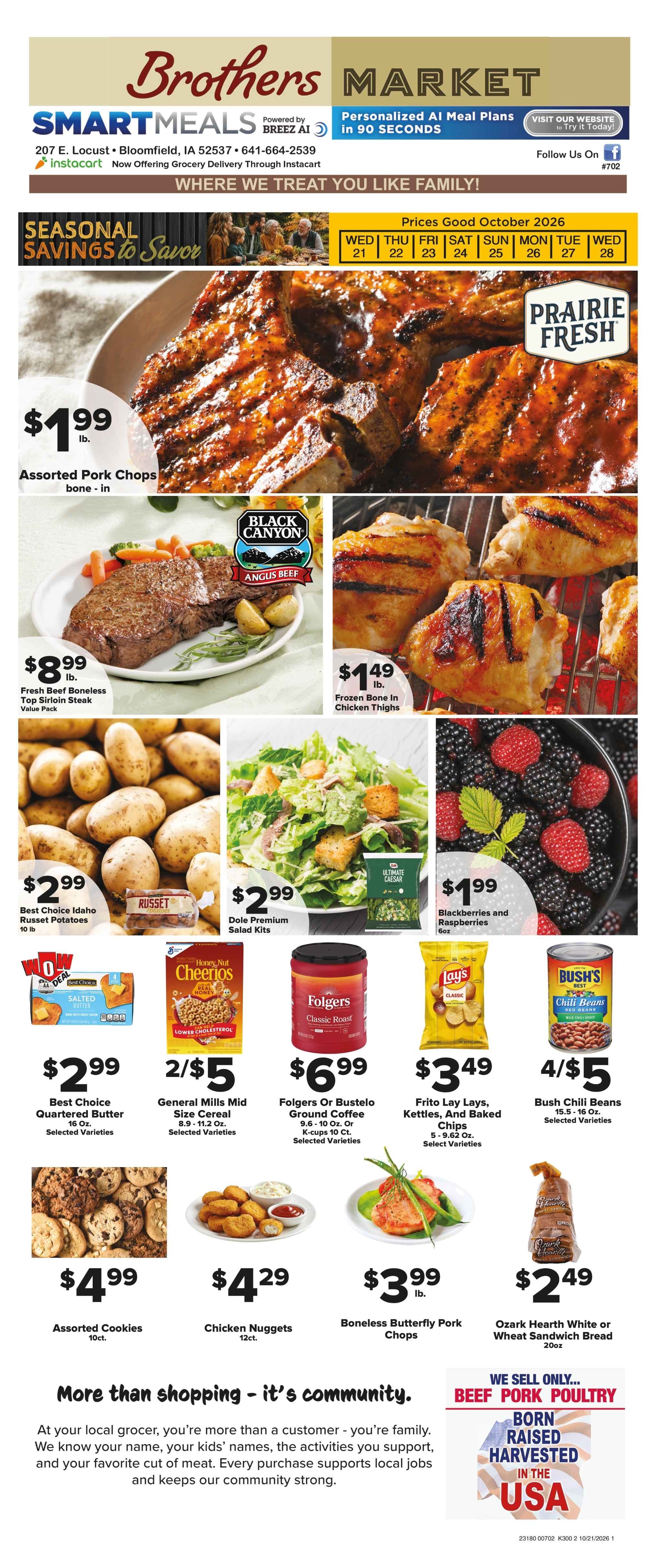Brothers Market (Bloomfield, IA) Weekly Ad October 21 - 28, 2026