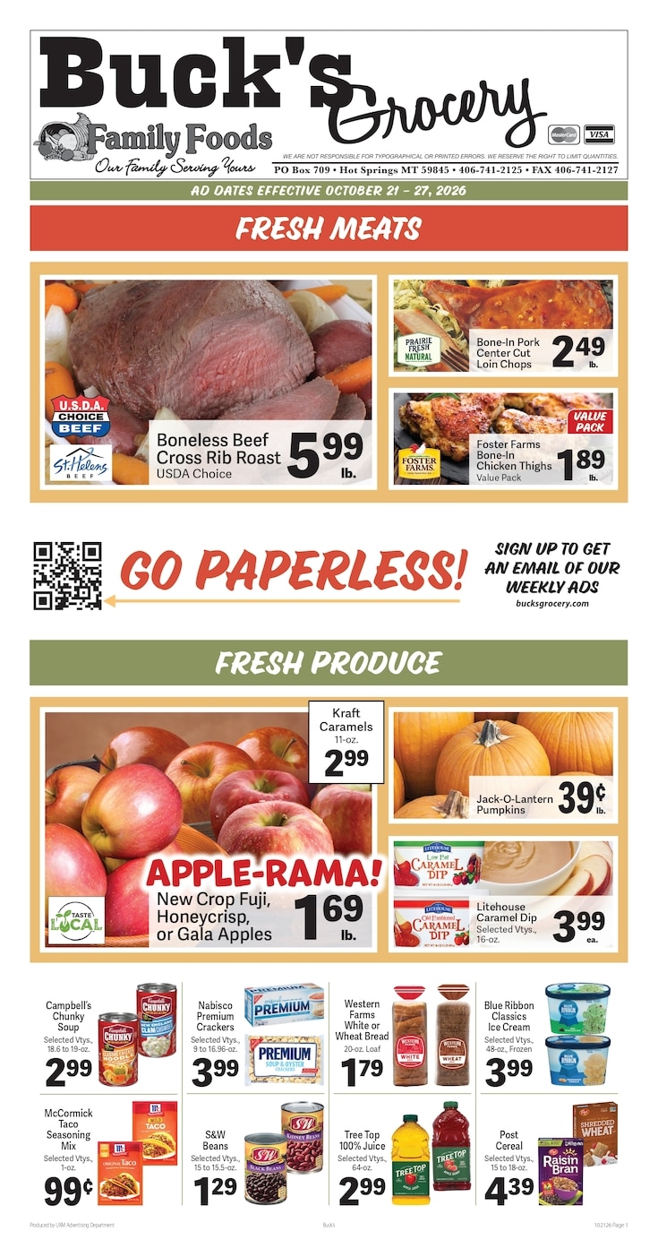Buck's Grocery Weekly Ad October 21 - 27, 2026