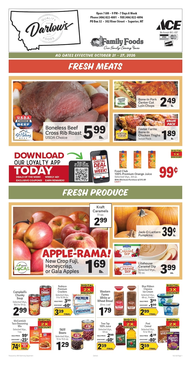Darlow's Quality Foods Weekly Ad October 21 - 27, 2026