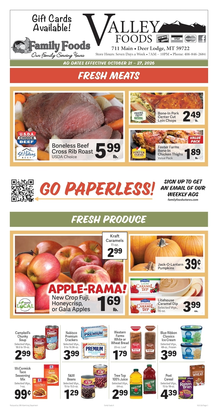 Deer Lodge Valley Foods Weekly Ad October 21 - 27, 2026