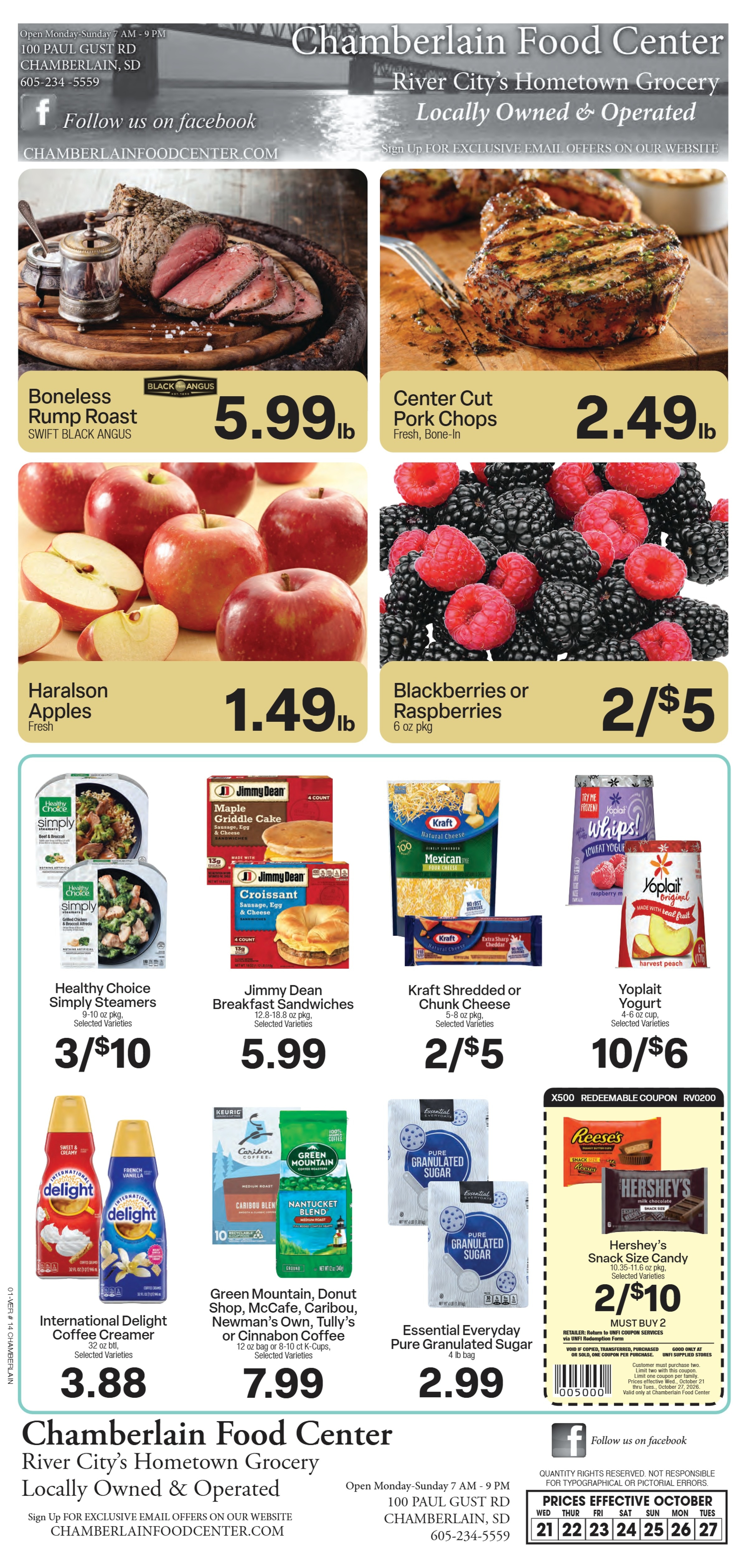 Chamberlain Food Center Weekly Ad October 21 - 27, 2026