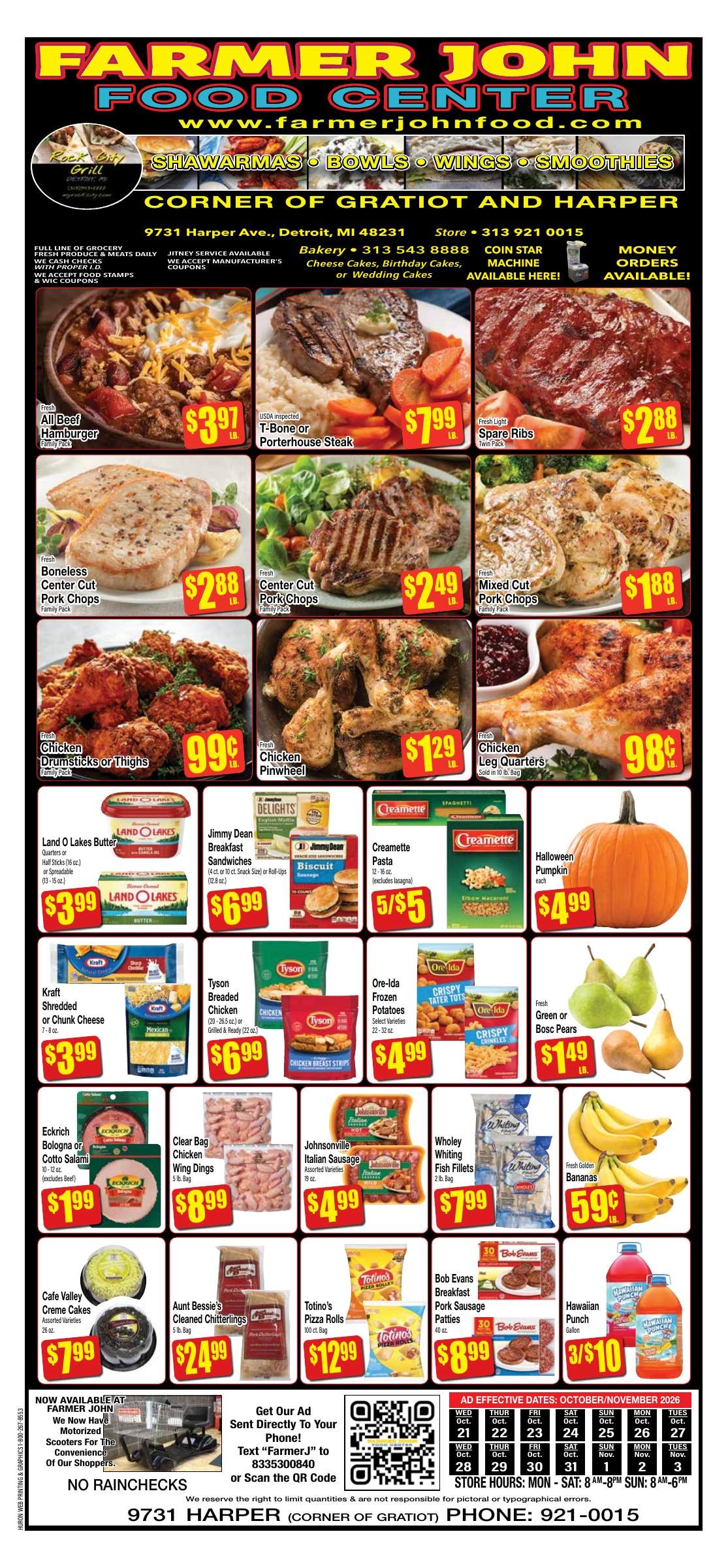 Farmer John Food Center Weekly Ad October 19 - November 1, 2026