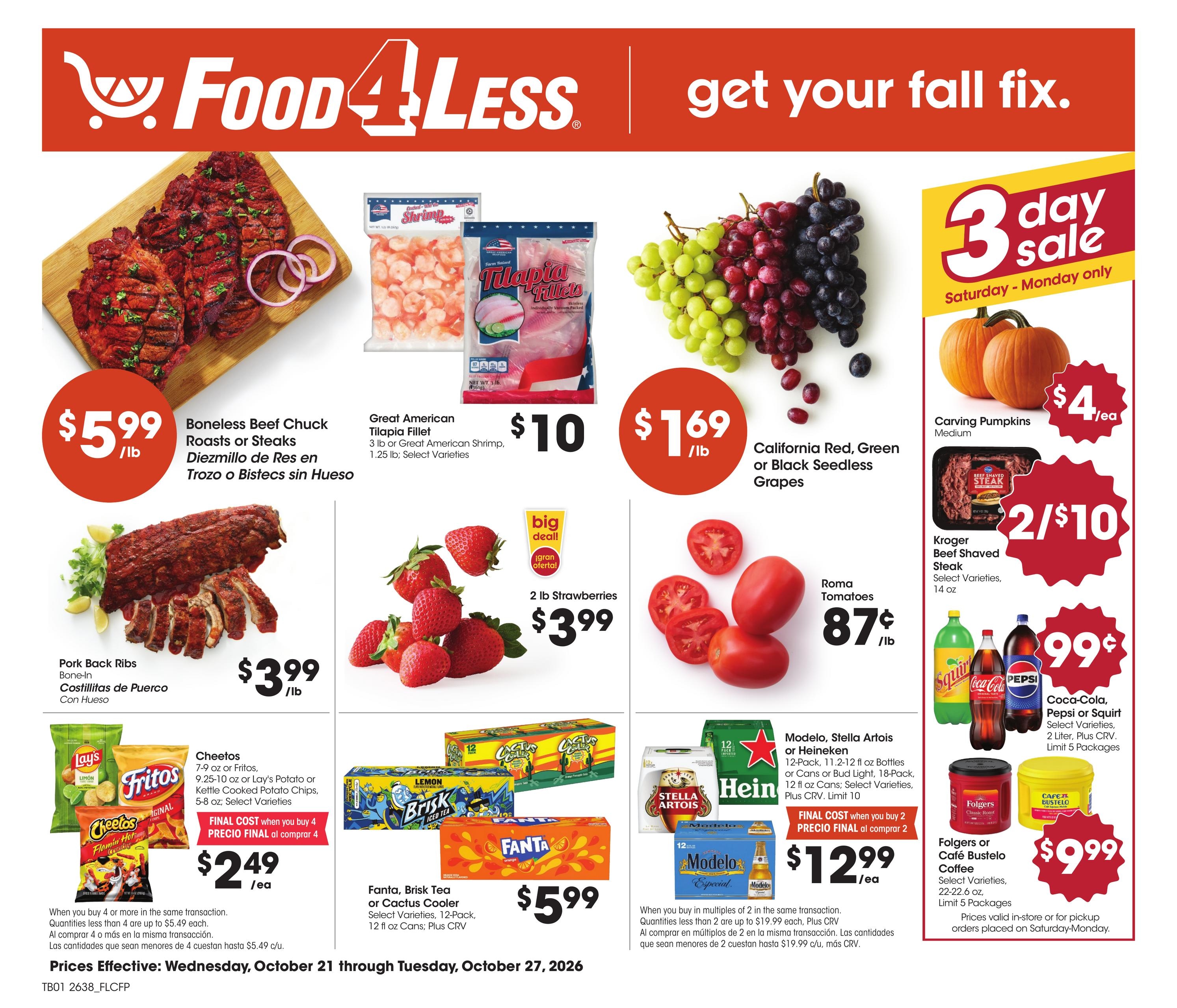 Food 4 Less (El Monte-West Covina Area, CA) California Weekly Ad October 21 - 27, 2026