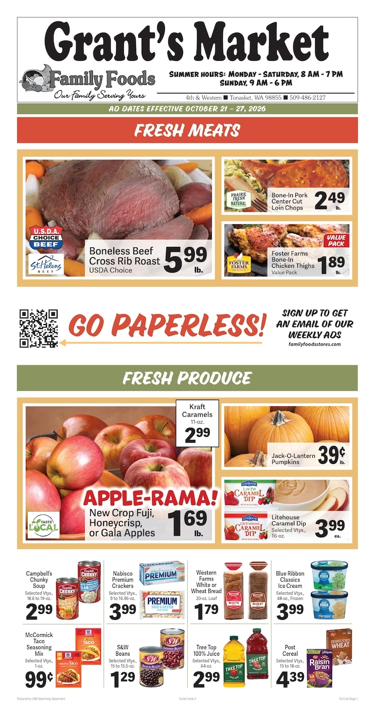 Grant's Family Foods Weekly Ad October 21 - 27, 2026