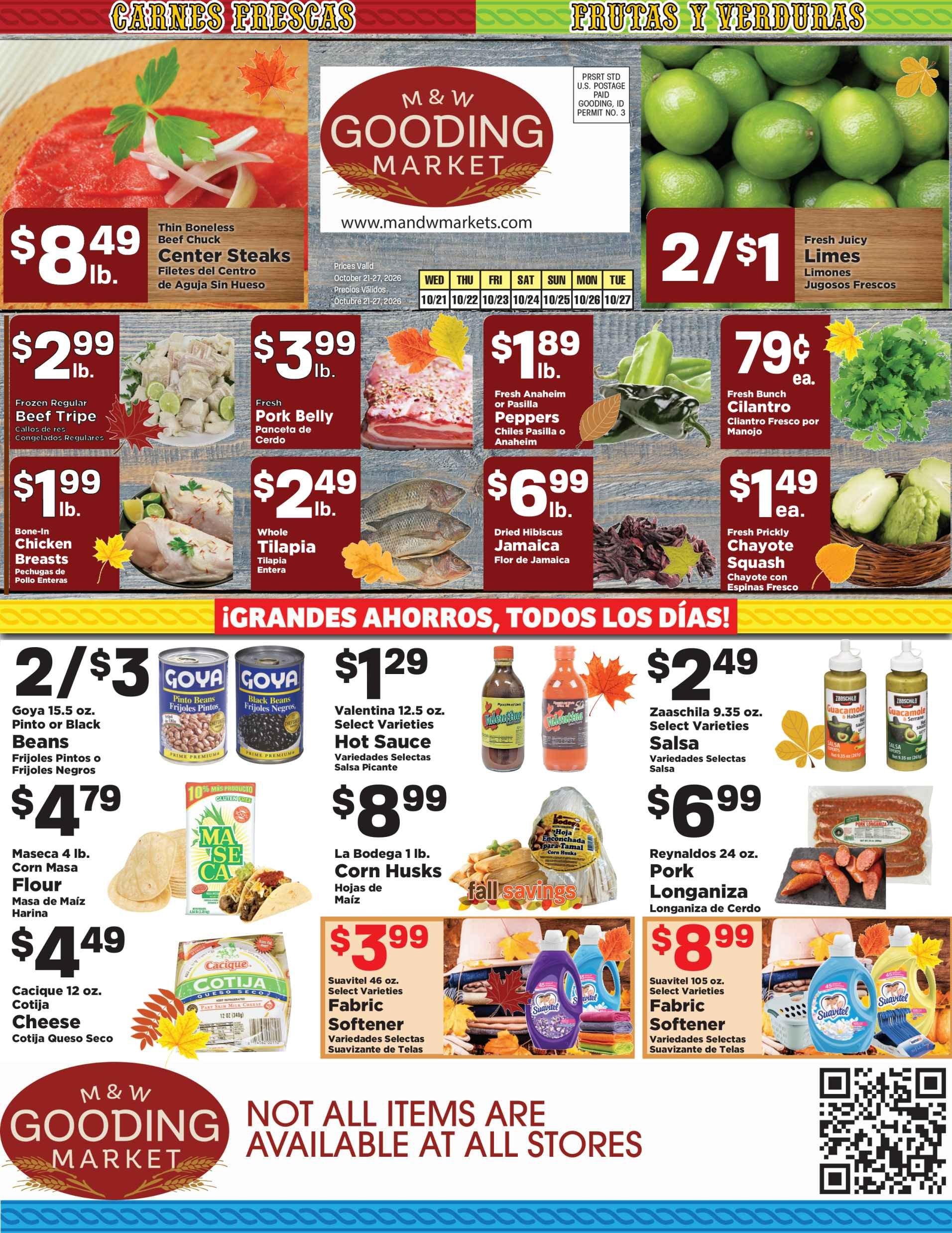 M&W Markets (Gooding, ID) Weekly Ad October 21 - 27, 2026